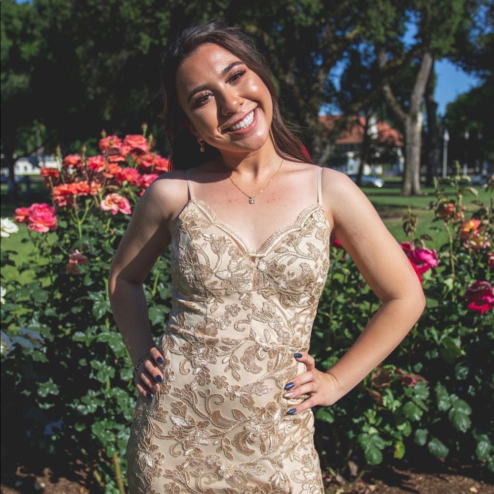 Beautiful Gold Long Prom Dress Size 3